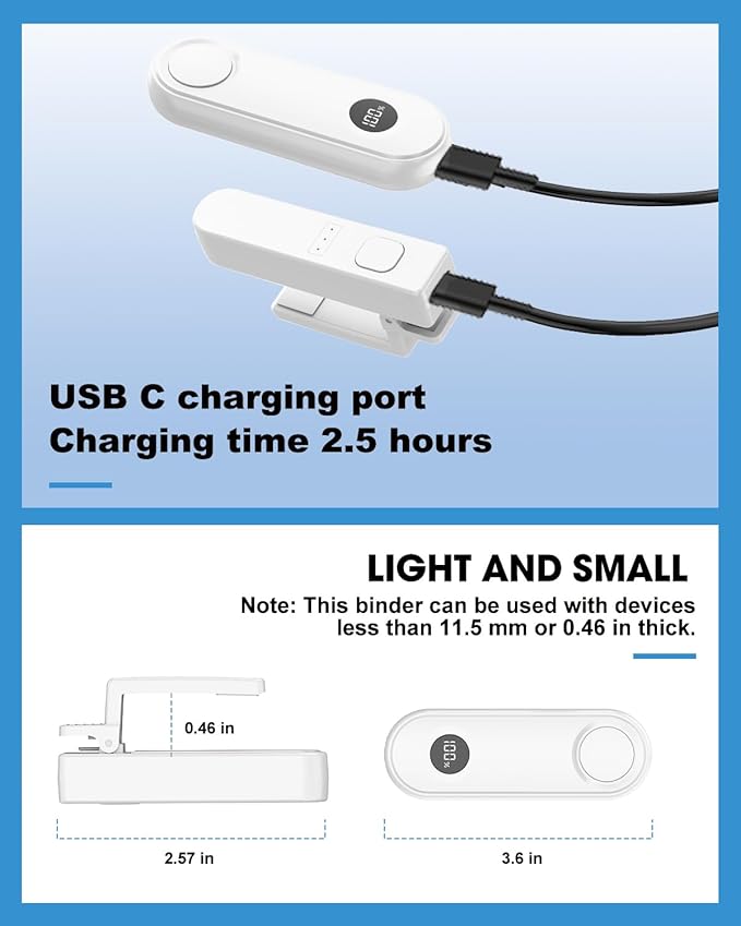 Remote Page Turner for Kindle Reading Accessories, Clicke for iPad iPhone Android Tablets E-Book Reading Noels, Camera Remote Shutter Selfie Controller, White