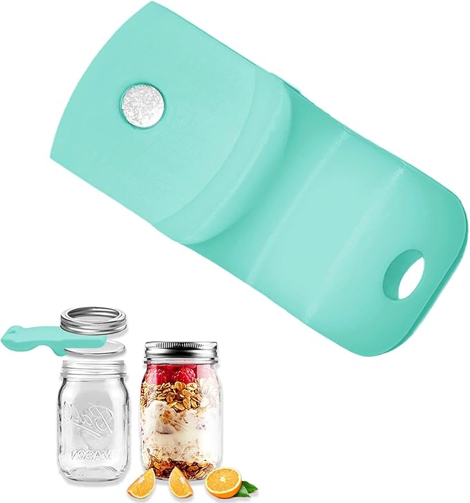 Mason Jar Opener and Canning Tool, Compatible with Mason Jar Lids, Releases Vacuum Seal on Wide Mouth and Regular Mouth, Magnetic Lid Lifter for Canning, Pickling (mint green)