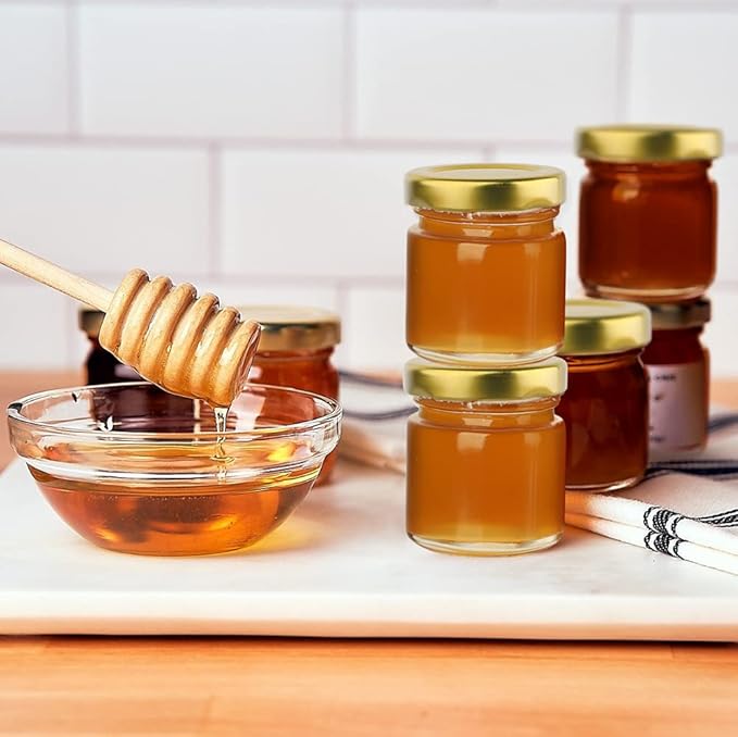 Folinstall 60 Pack Small Glass Jars with Lids, 1.5 oz Mini Honey Jars, Candle Jar for Candle Making for Gifts, Crafts, Spices, Wedding, Party Favors