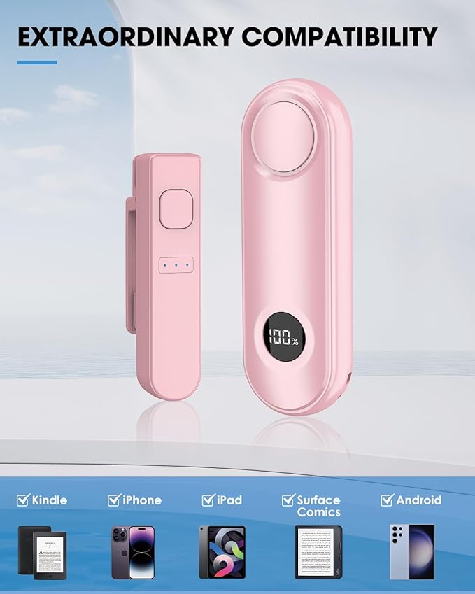Remote Page Turner for Kindle Reading Accessories, Clicke for iPad iPhone Android Tablets E-Book Reading Noels, Camera Remote Shutter Selfie Controller, Pink