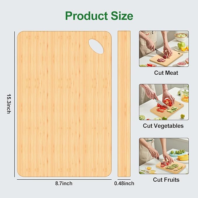 Chopping Board, 15.3 * 8.7'' Wood Cutting Boards for Kitchen for Chopping Meat Vegetables Fruits, Knife Friendly Small Wood Cutting Board
