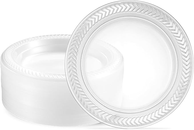 PLASTICPRO 80 Pack Clear Plastic Plates 6 Inch Durable Disposable Plastic Dinner Plates for Parties Events BBQ