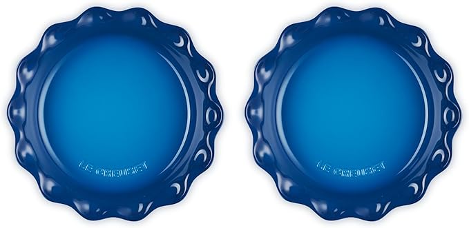 Le Creuset Stoneware Set of 2 Heritage Fluted Pie Dish, 9", Marseille