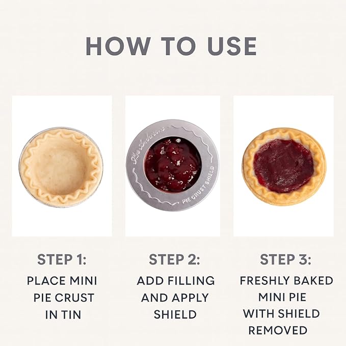 Mrs. Anderson's Baking Individual Pie Crust Protector Shields, Set Of 4, For Mini Pies And Pot Pies, Fits Up To 5-Inch Pie Plates, Prevents Over-Browning And Spills