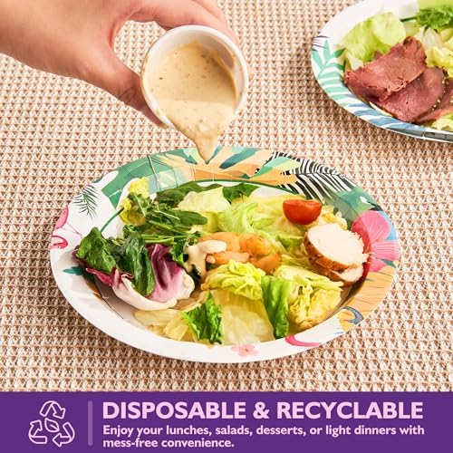 Disposable Paper Plates 8.5 Inch 300 Count, Floral Design