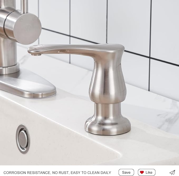 GAGALIFE Kitchen Sink Soap Dispenser Brushed Nickel, Under Sink Soap Dispenser with 40" Silicone Extension Tube Kit,Say Goodbye to Frequent Refills