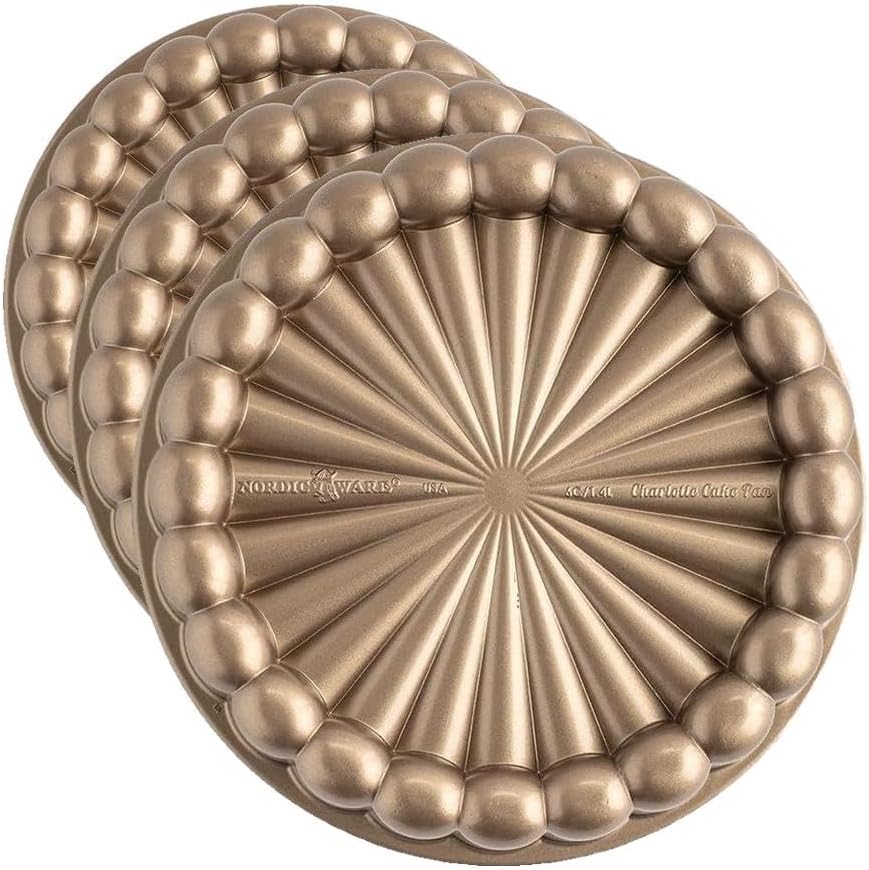 Nordic Ware Charlotte Cake Pan, 6-Cup/1.4 Liters, Toffee (Pack of 3)