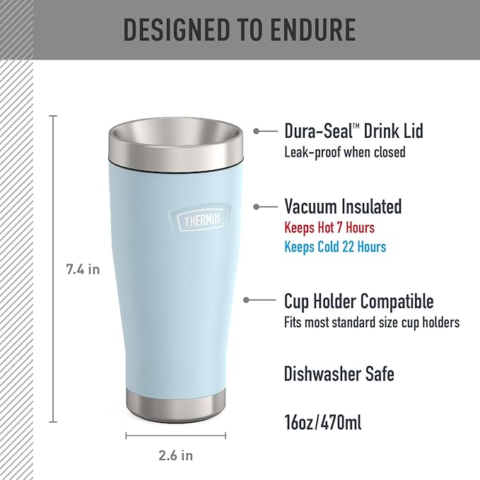THERMOS ICON SERIES, Stainless Steel Tumbler, Glacier, 16 oz