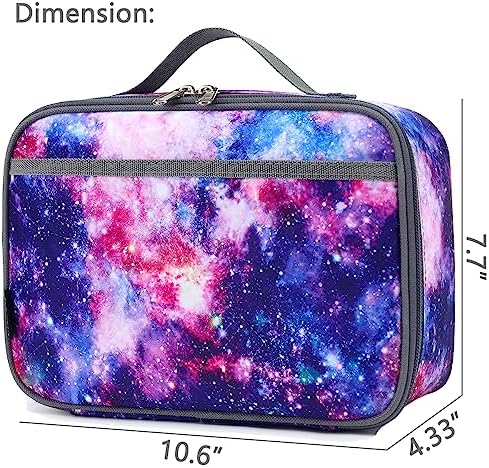 FlowFly Kids Lunch box Insulated Soft Bag Mini Cooler Back to School Thermal Meal Tote Kit for Girls, Boys,Galaxy