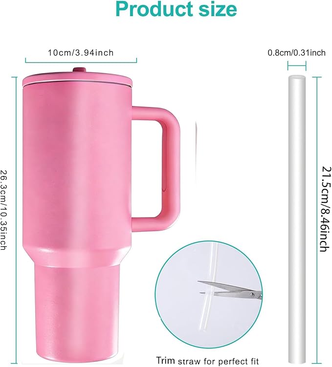 40 oz Insulated Tumbler with Handle,Flip Straw,Lid & Rubber Base Stainless Steel Water Bottle - Leak Proof Vacuum Insulated Mug BPA Free Reusable Travel Cup Gifts for Women/Men (bright pink)