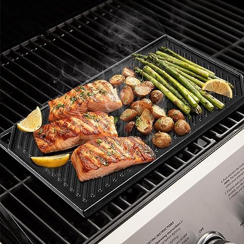 GGC Reversible Cast Iron Griddle, 16.5" x 9.5" Rectangular Griddle Pan