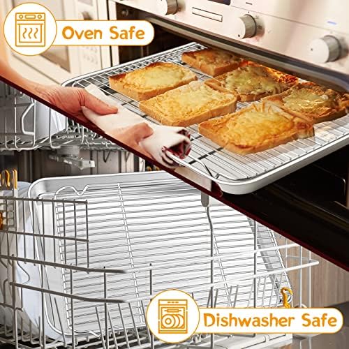 P&P CHEF Stainless Steel Baking Sheet with Rack Set for Cookie, 17.5 Inch