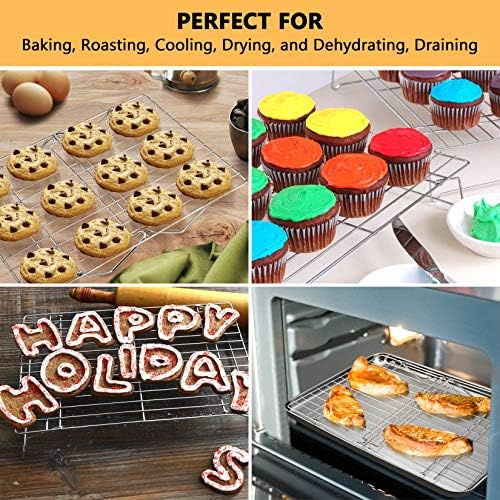 P&P CHEF Cooling Rack Set of 2, 2-Tier 16.5" x 11.4" Stackable Rack, Silver