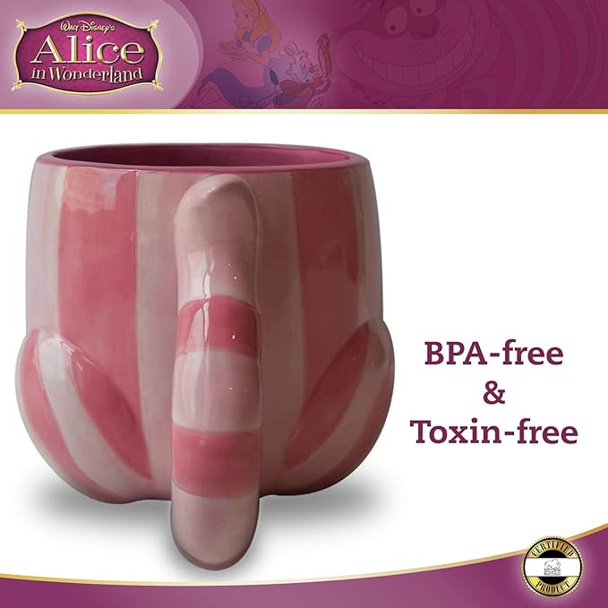 Silver Buffalo Disney Alice in Wonderland Cheshire Cat Ceramic 3D Sculpted Mug, 20 Ounces