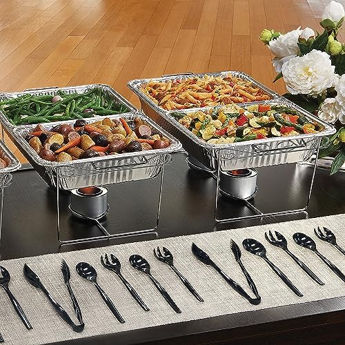 Party Essentials Disposable Heavy Duty Plastic Serving Utensils for Buffets Events Parties, 18-Count 10" Spoons, Black