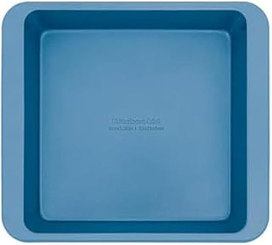 KitchenAid Nonstick Swiss Engineered Aluminized Steel Square Cake Pan, Dishwasher Safe, Blue Velvet, 9 Inch