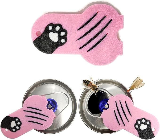 Soda Can Tab Opener Mini Soda Can Cover Easy Tab Opener and Drink Protector Cute Beverage Barricade Soda Protector for Beer,Coke,Aluminum Cans at Party,BBQ, Beach(Cat Paw Pink)