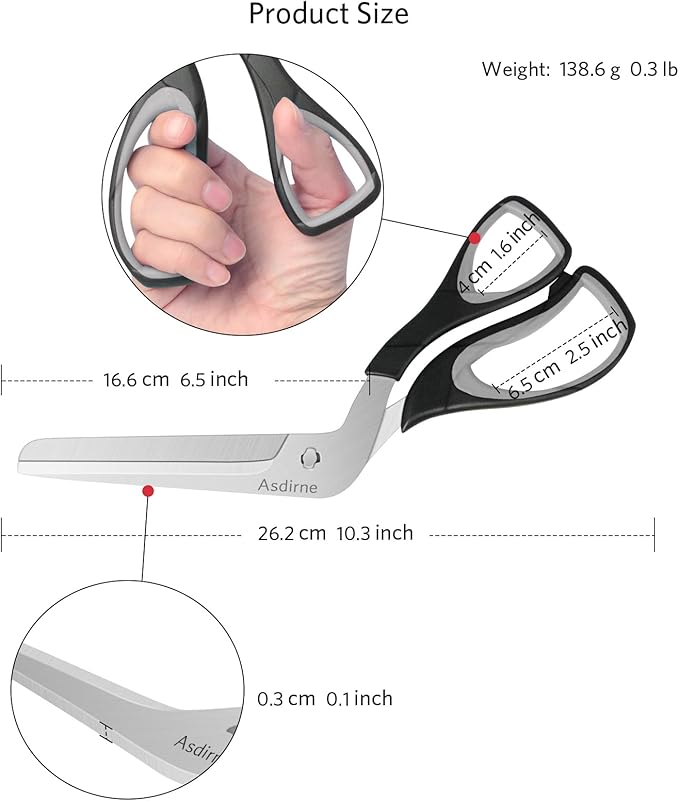 Pizza Scissors, Pizza Cutter with Ultra Sharp Detachable Blade and Ergonomic Soft Grip, 10.3Inch, Black&Grey