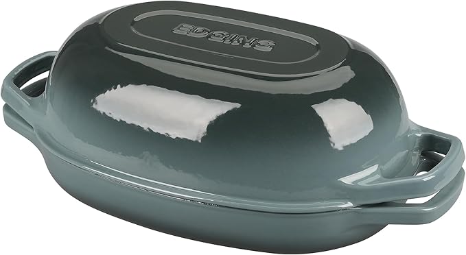 Enameled Cast Iron Oval Dutch Oven Pot with Lid, Dutch Oven for Sourdough Bread Baking, Bread Oven, Bread Dutch Oven, Oval Bread Pan, 5qt, Slateblue