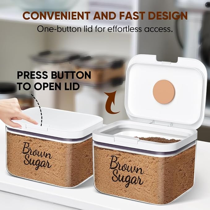 Brown Sugar Container Airtight, 3 Quart Brown Sugar Keeper Storage Container with Spoon