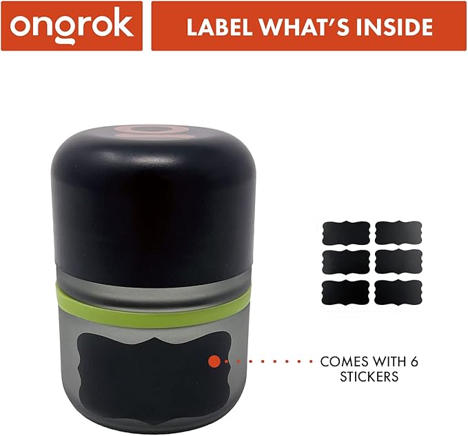 ONGROK Glass Storage Jar, 80ml, 6 Pack | UV Herb/Spice Jar with Child‑Resistant Lid, Color‑Coded Glass Containers to Preserve Smell and Aroma