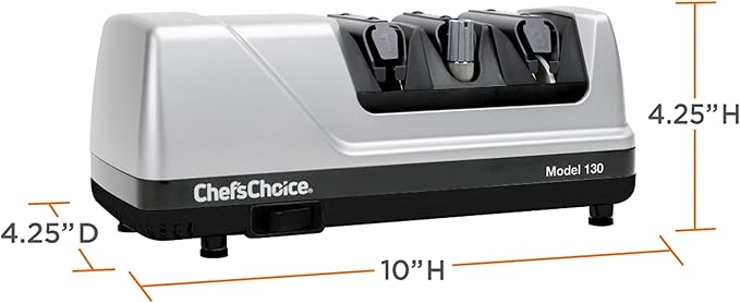 Chef’sChoice Professional Electric Knife Sharpeners Sharpening Station With 100-Percent Diamond Abrasives And Precision Angle Guides For 20-Degree Straight-Edge and Serrated Knives, 3-Stage, Silver