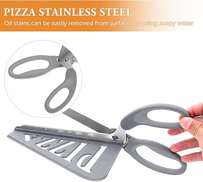 Amosfun Stainless Steel Pizza Scissors with Detachable Shovel and Plastic Handle Kitchen Pizza Cutter for Family and Restaurant Use Easy to Clean 12.99 X 5.11 X 3.14 Inches