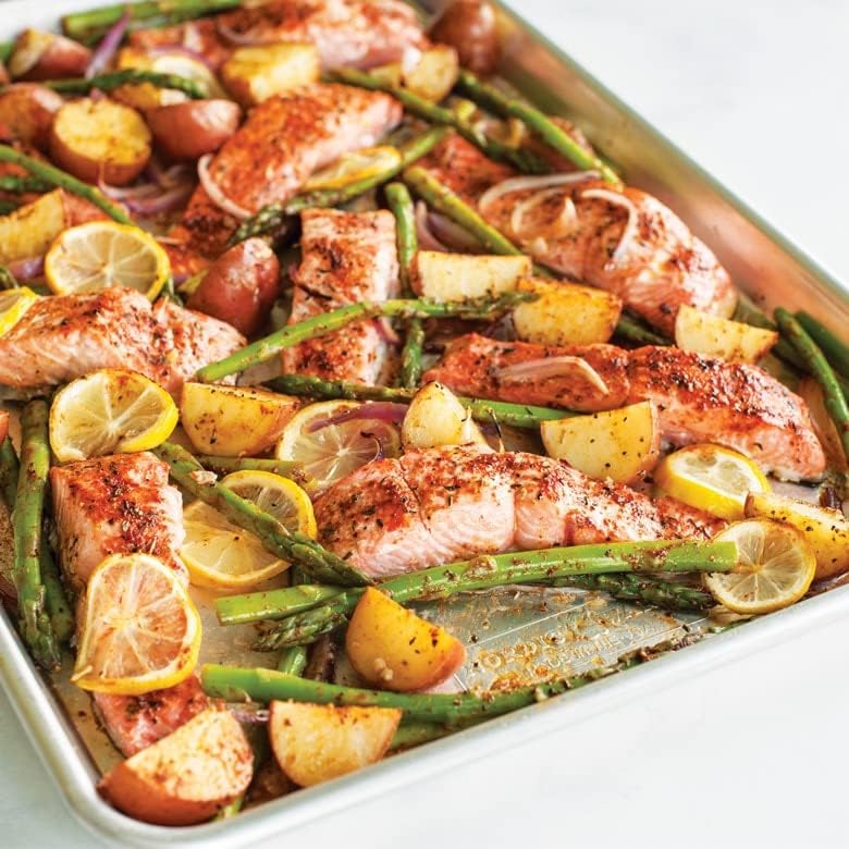 Nordic Ware Naturals HalfSheet - USA Made Aluminum Commercial Quality Sheet Pan for Baking or Roasting, Encapsulated Galvanized Steel Rim Prevents Warping, Half Sheet (Pack of 6)