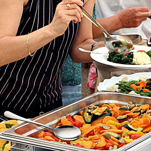 4-Piece Serving Spoon Set - Includes 2 Serving Spoons and 2 Slotted Spoons, Large Cutlery for Catering Buffet, Mirror Polished, Dishwasher Safe, 8.7 Inches