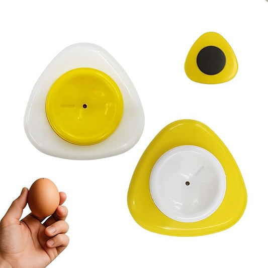 2PCS Egg Piercer for Hard Boiled Eggs – Magnetic Egg Hole Puncher with Stainless Steel Needle and Durable Plastic Base, for Home Kitchen & Food Service Use (White Yellow)