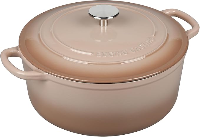 Enameled Dutch Ovens Cast Iron Dutch Oven Pot with Lid for Bread Baking, Cook, Dual Handle, 7 Quart, Mocha