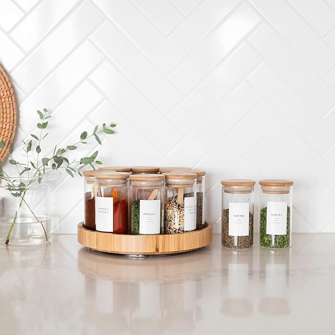 Minimalist Spice Labels for Glass Jars - 142 Spice Jar Labels Preprinted Waterproof, White Rectangle Herb Stickers, Seasoning Herb Containers Kitchen Pantry Organization