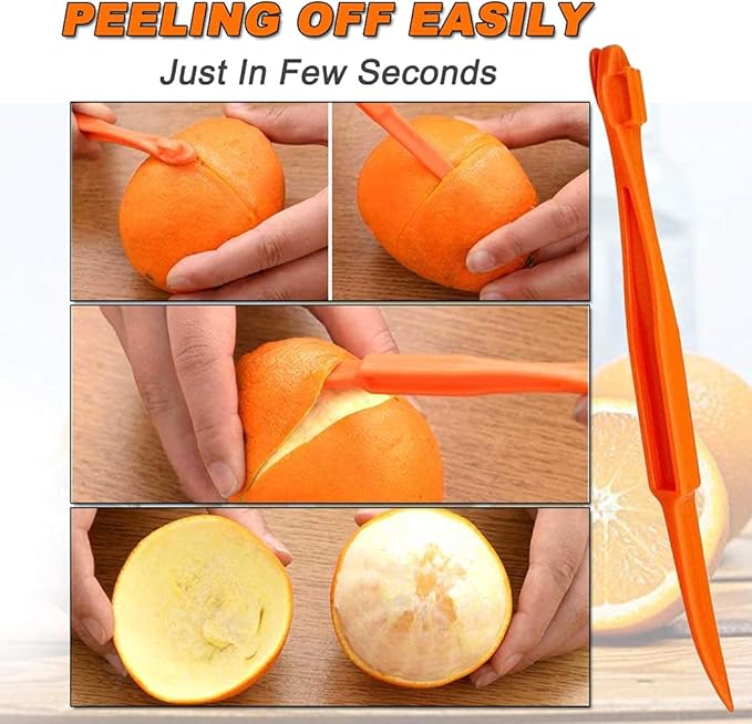 Orange Peeler Tools - Plastic Orange Peeler Citrus Remover Easy Open Lemon Citrus Peel Cutter Vegetable Slicer Fruit Tools Kitchen Gadgets (Orange 2 Pack)