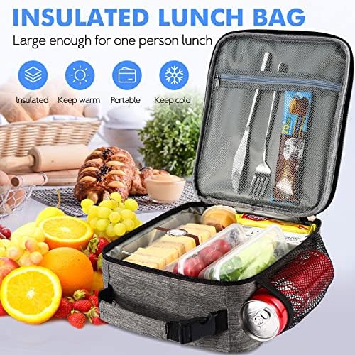 Lunch Box Insulated Lunch Bag - Durable Small Lunch Bag Reusable Adults Tote Bag Lunch Box for Adult Men Women (Dark Gray)