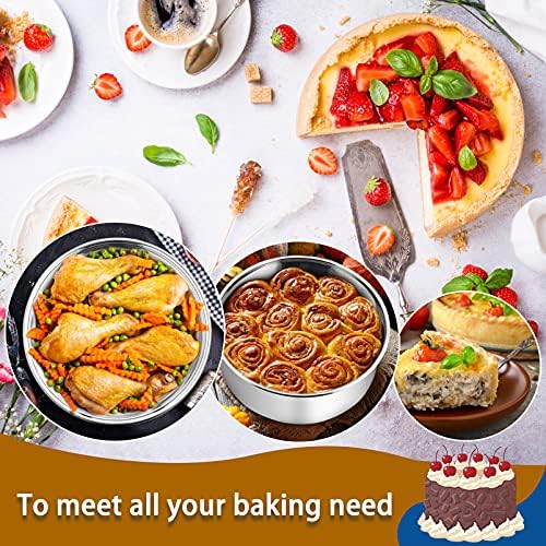 P&P CHEF 8 Inch Cake Pans Set, 3Pcs Stainless Steel Round Baking Pan