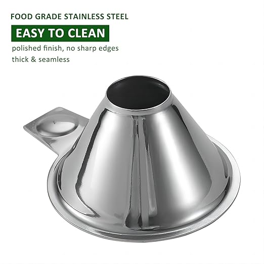 Stainless Steel Spice Funnel with Handle for Kitchen Use Filling Spice Jars, FIFO Squeeze Bottles, Spill-Free Metal Funnel for Salt Pepper Powder, Condiment, Sauce (0.92" Bottom)