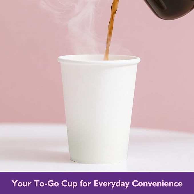 12 oz White Paper Coffee Cups, Disposable Hot Cups for Coffee, Tea, Cocoa, Beverages, 1000 Pack