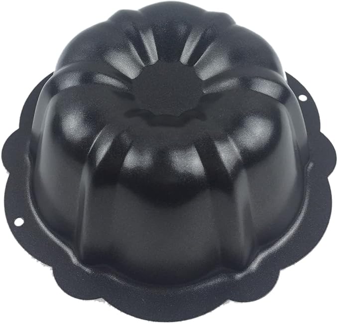 4 Inch Fluted Tube Cake Pan, Nonstick Mini Kugelhopf Mold, Carbon Steel Fluted Baking Cake Pans, Metal Round Pumpkin Shaped Mould for Muffin, Brownie, Pudding - Black, Set of 4