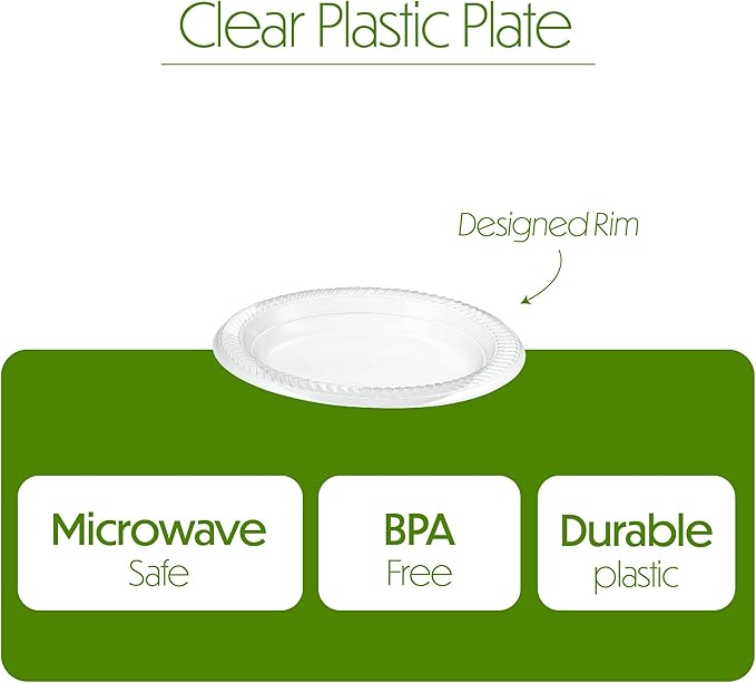 PLASTICPRO 160 Pack Clear Plastic Plates 6 Inch Bulk Pack Durable Disposable Plastic Dinner Plates for Parties Events BBQ