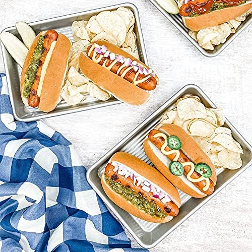 USA Pan Bakeware Mini Sheet Baking Pan Warp Resistant with Nonstick Quick Release Coating, Aluminzed Steel, Set of 2 (Pack of 3)