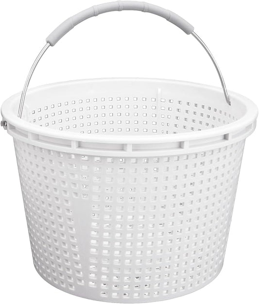 8" Pool Skimmer Basket for Inground Pool, Compatible with Pentair U-3 Skimmer Basket 08650-0007 and Hayward SP1070 Pool Basket, with Stainless Steel Handle, Built-in Brass Weight, Rubber Grip