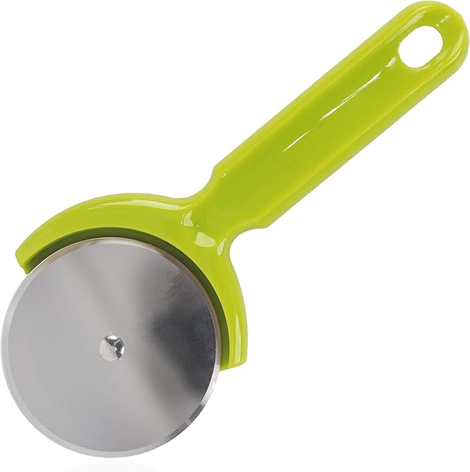 Stainless Steel Pizza Cutter - 7.75 inch Slicer for Pizzas, Pockets and More -Green Plastic Handle Pizza Cutter Wheel.