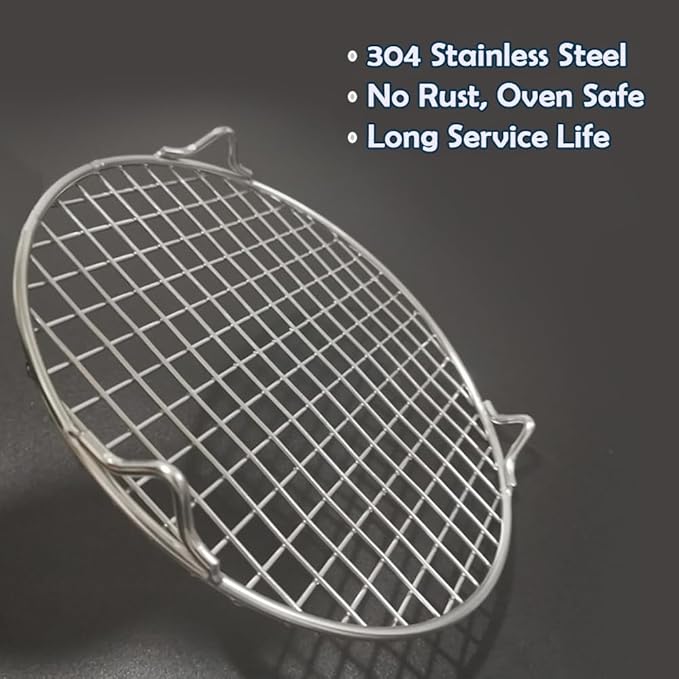 Cooking Rack 13" Round Baking Rack with Legs Canning Rack Straight-wire Cooling Rack Durable Stainless Steel Baking Barbecue Rack/Food Steamer/Cooking/Baking/Steaming Rack (330mm/13")