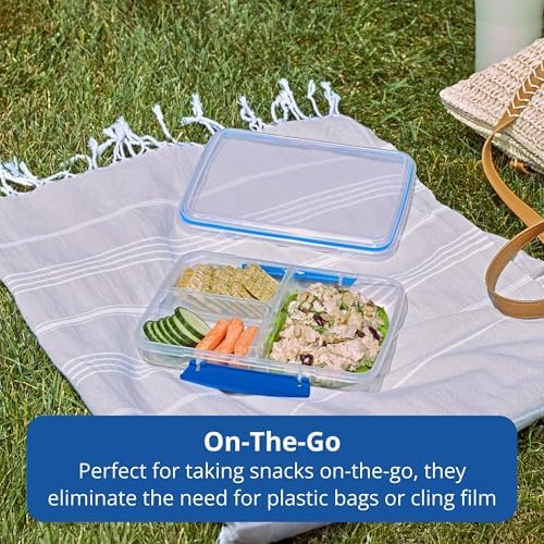 Rubbermaid Pack & Go Set with Two 350 mL Containers and Two 820 mL Containers, Divided Compartments, Meal Prep Containers with Secure Seal Lids