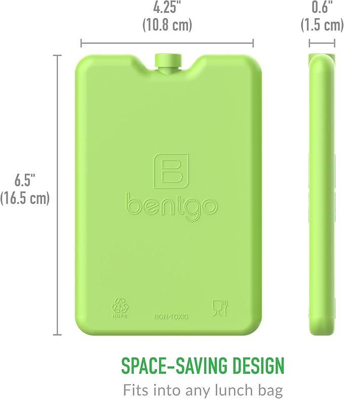 Bentgo Ice Lunch Chillers - Ultra-Thin Ice Packs Perfect for Everyday Use in Lunch Bags, Lunch Boxes and Coolers - 4 Pack (Green)