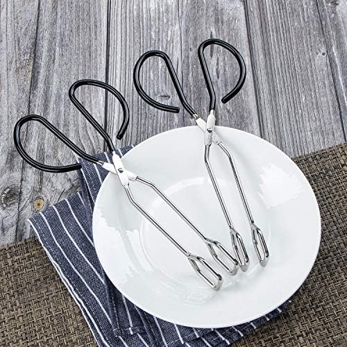 MSY BIGSUNNY Stainless Steel Scissor Tongs Heavy Duty Cooking Tongs with Soft Handles (2, black 10" + 10")