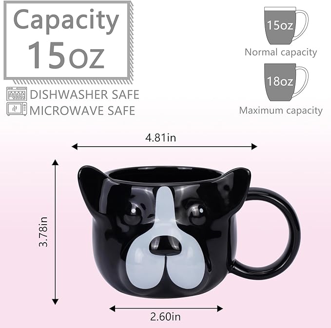 Dog Mug 14 oz Cute Ceramic Coffee Mug 3D Porcelain Tea Cup for Women Men Kids - Kawaii Dog Lover Gift for Christmas Housewarming Holiday Birthday