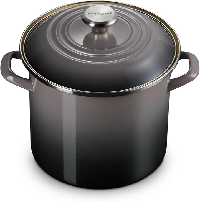 Le Creuset Enamel on Steel Traditional Stockpot, 8 qt., Oyster with Stainless Steel Knob