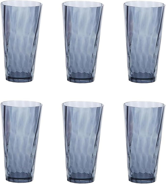 Unbreakable Plastic Drinking Glasses,Set of 6, Shatterproof Drinking Cups, Plastic glass cups,20ozplastic Tumbler Cups, Dishwasher Safe (Grey 20oz)
