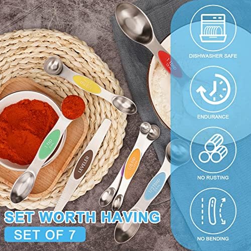 Aovchei 7 PCS MultiColor Magnetic Measuring Spoons Set
